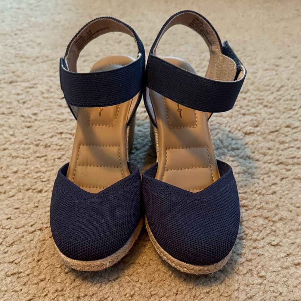 Me Too Navy Blue Wedge Sandals